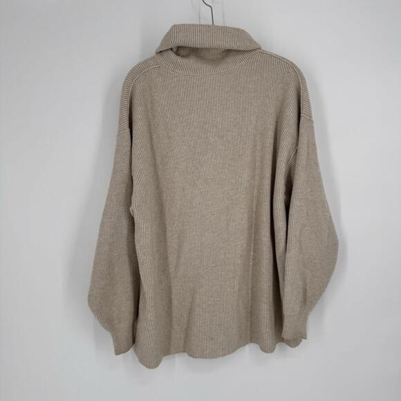Free People Sweater small S beige tan oversized turtleneck minimalist boho - Picture 4 of 6